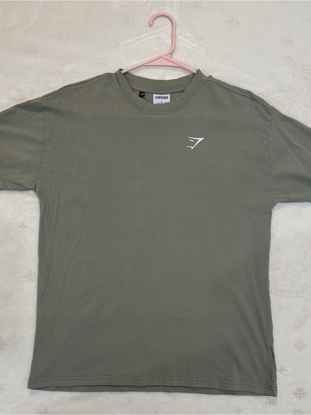 Gymshark Olive Crewneck Tee with White Logo